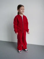 Дитячий костюм бомбер та палаццо червоний