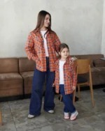 Фланелева сорочка в клітинку помаранчева