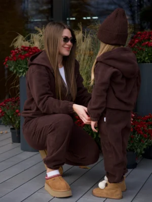 Костюм Teddy шоколад, зіп худі та джогери