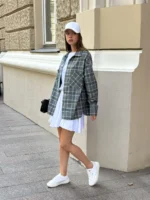 Сорочка в клітинку смарагдова для жінок