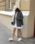 Сорочка в клітинку смарагдова для жінок