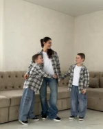 Дитяча сорочка з фланелі, сірий