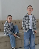 Дитяча сорочка з фланелі, сірий