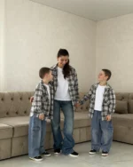 Дитяча сорочка з фланелі, сірий