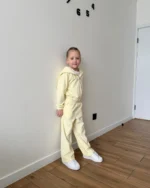 Family look - костюм із бавовняного велюру з палаццо, вершковий - Зображення 2